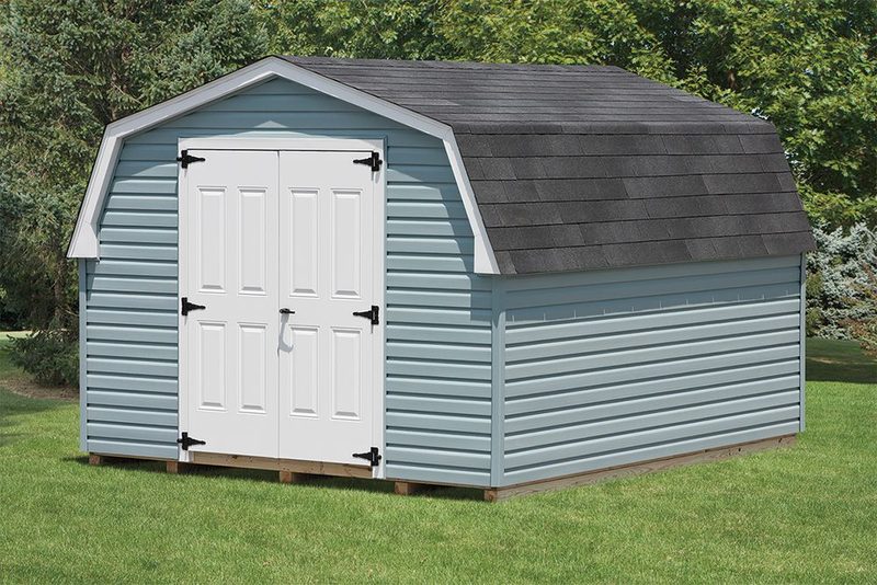 10x12 A-frame Garden Style Shed, Khaki siding, White trim, Et. Cedar roof, Optional 18' Carlisle Cupola, Window Boxes